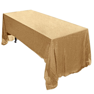 Elevate Your Event with the Gold Seamless Premium Sequin Rectangle Tablecloth 60"x126"