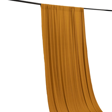 Gold 4-Way Stretch Spandex Divider Backdrop Curtain, Wrinkle Resistant Event Drapery Panel with Rod Pockets - 5ftx16ft