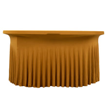 Gold Wavy Spandex Fitted Round 1-Piece Tablecloth Table Skirt, Stretchy Table Cover#whtbkgd