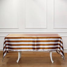 60 Inch x 102 Inch Gold & White Seamless Striped Satin Rectangle Tablecloth