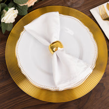 6 Pack 13inch Clear / Gold Lined Rim Plastic Wedding Charger Plates, Round Disposable Serving Plates