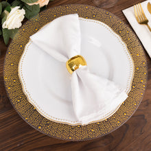 6 Pack | 13inch Clear / Gold Pearl Beaded Plastic Wedding Charger Plates