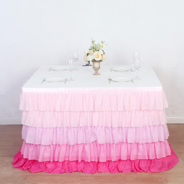 Create a Magical Atmosphere with the Pink Chiffon Ruffled Tutu Table Skirt