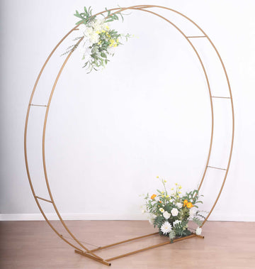 Elegant Gold Metal Double Hoop Wedding Arch Photo Backdrop Stand