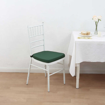 Hunter Emerald Green Chiavari Chair Pad, Memory Foam Seat Cushion With Ties and Removable Cover 1.5" Thick