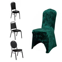 Hunter Emerald Green Crushed Velvet Spandex Stretch Banquet Chair Cover With Foot Pockets