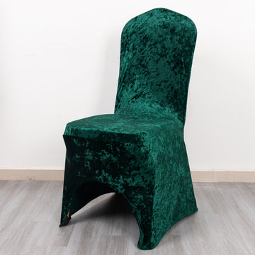 Indulge in Opulence with the Hunter Emerald Green Crushed Velvet Chair Cover