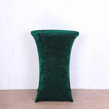 Hunter Emerald Green Crushed Velvet Stretch Fitted Round Highboy Cocktail Table Cover