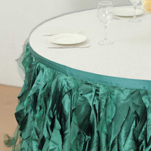 Hunter Emerald Green Curly Willow Taffeta Table Skirt - 14ft