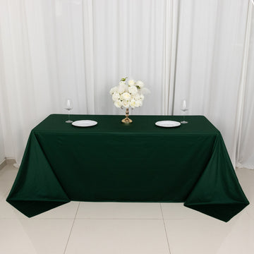 Experience Luxury and Convenience with the Hunter Emerald Green Premium Scuba Rectangular Tablecloth