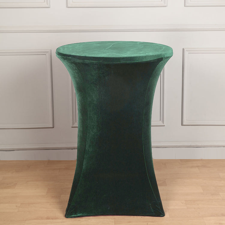 Hunter Emerald Green Premium Spandex Fit Velvet Cocktail Tablecloth with Foot Pockets
