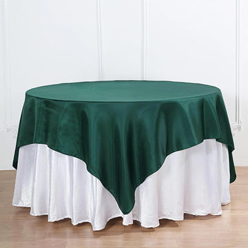 Hunter Emerald Green Seamless Satin Square Tablecloth Overlay 72" x 72"