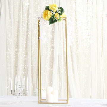 Unleash Your Creativity with the 2 Pack Rectangular Gold Metal Wedding Flower Stand