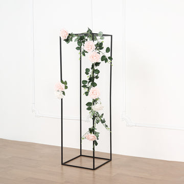 Elevate Your Centerpieces with the 2 Pack Rectangular Matte Black Metal Wedding Flower Stand