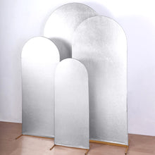 Set of 4 Silver Spandex Chiara Backdrop Stand Covers With Metallic Finish