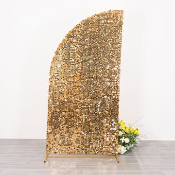 Elevate Your Wedding Elegance with the Gold Double Sided Big Payette Sequin Chiara Backdrop Stand Cover