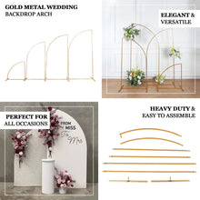 Gold Metal Wedding Arch Chiara Backdrop Stand, Half Moon Floral Frame Arbor Display - 8ft