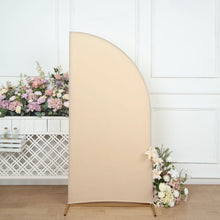 6ft Matte Beige Fitted Spandex Half Moon Wedding Arch Cover, Custom Fit Chiara Backdrop Stand Cover