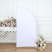 6ft Matte White Fitted Spandex Half Moon Wedding Arch Cover, Custom Fit Chiara Backdrop Stand Cover
