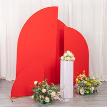 Set of 4 | Matte Red Fitted Spandex Half Moon Wedding Arch Covers, Custom Fit Chiara Backdrop