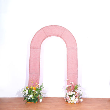 Captivating Rose Gold Spandex Fitted Open Arch Backdrop Cover