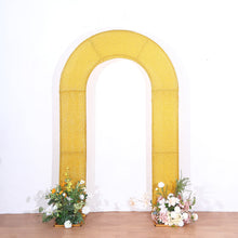 8ft Gold Spandex Fitted Open Arch Backdrop Cover With Shimmer Tinsel Finish