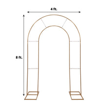 Metal Gold Arch Backdrop Stands with measurements of 4 ft and 8 ft