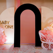 8ft Black Spandex Fitted Open Arch Backdrop Cover, Double-Sided U-Shaped Wedding Arch Slipcover