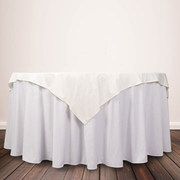 Elevate Your Event with the Ivory Premium Scuba Square Table Overlay