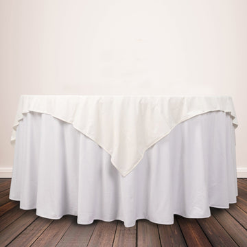 Ivory Premium Scuba Square Table Overlay, Wrinkle Free Polyester Seamless Table Topper 70"