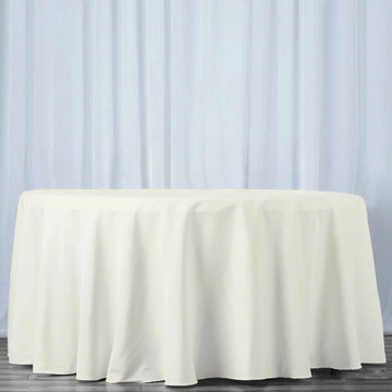 Elegant Ivory Seamless Premium Polyester Round Tablecloth 220GSM 108''