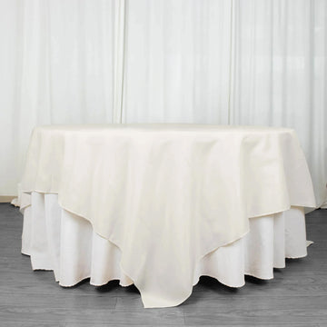 Elegant Ivory Seamless Premium Polyester Square Table Overlay