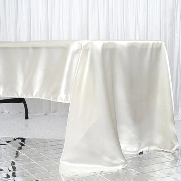 Elegant Ivory Seamless Satin Rectangular Tablecloth 60"x126"