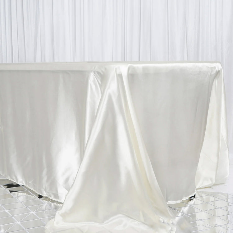 Rectangular Ivory Satin Tablecloth 90 Inch x 156 Inch  