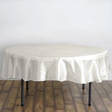 Elegant Ivory Seamless Satin Round Tablecloth 90"