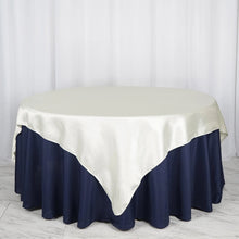 72 Inch x 72 Inch Ivory Seamless Satin Square Tablecloth Overlay