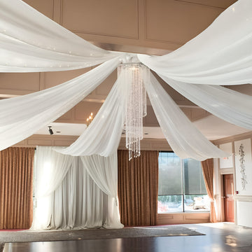 Ivory Sheer Ceiling Drape Curtain Panels Fire Retardant Fabric 10ftx40ft