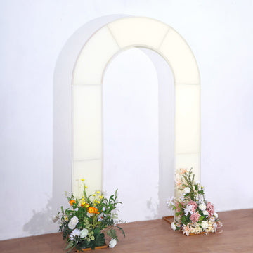 Elevate Your Event with the Ivory Spandex Fitted Open Arch Backdrop Cover