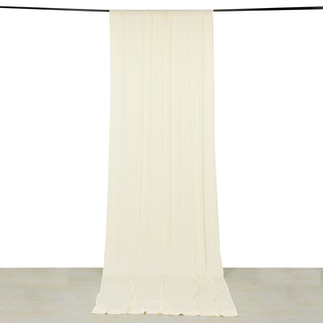 Ivory 4-Way Stretch Spandex Divider Backdrop Curtain, Wrinkle Resistant Event Drapery Panel with Rod Pockets - 5ftx14ft