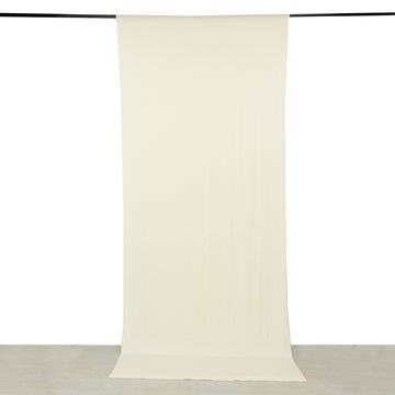 Ivory 4-Way Stretch Spandex Backdrop Drape Curtain, Wrinkle Resistant Event Divider Panel with Rod Pockets - 5ftx12ft