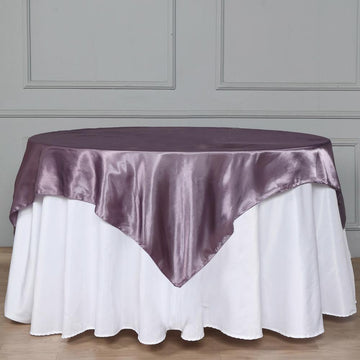 Vibrant Violet Amethyst Square Smooth Satin Table Overlay 60"x60"