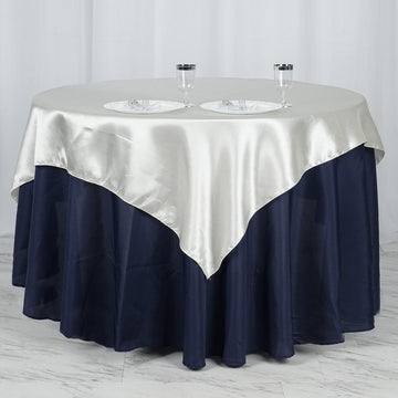 Durable and Reusable Ivory Satin Table Overlay
