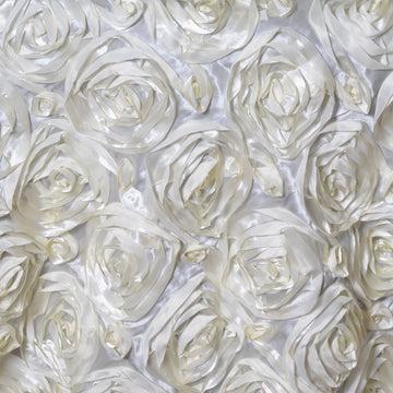 Create a Luxurious Tablescape with the Ivory 3D Rosette Satin Square Table Overlay
