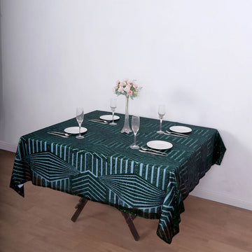 Add a Touch of Elegance with the Hunter Emerald Green Diamond Glitz Sequin Table Topper