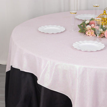 Elevate Your Event with the Shimmery Square Table Overlay