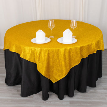 Add Glamour to Your Event Decor with the Gold Glitter Table Overlay