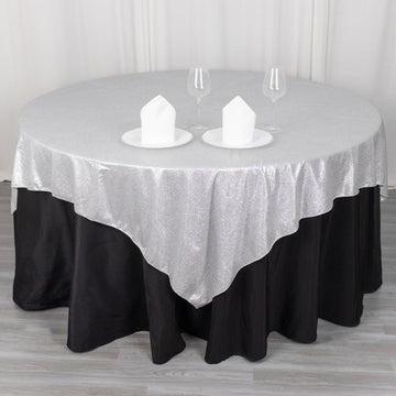 Elevate Your Event Decor with a Silver Glitter Table Overlay