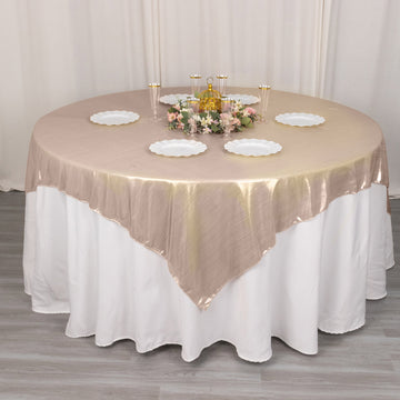 Blush Shimmer Sequin Dots Square Polyester Table Overlay