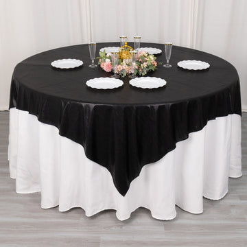 Add Glamour and Versatility with the Black Elegant Square Polyester Table Overlay
