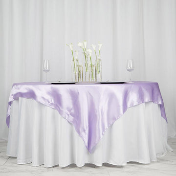 Elegant Lavender Lilac Seamless Satin Square Tablecloth Overlay